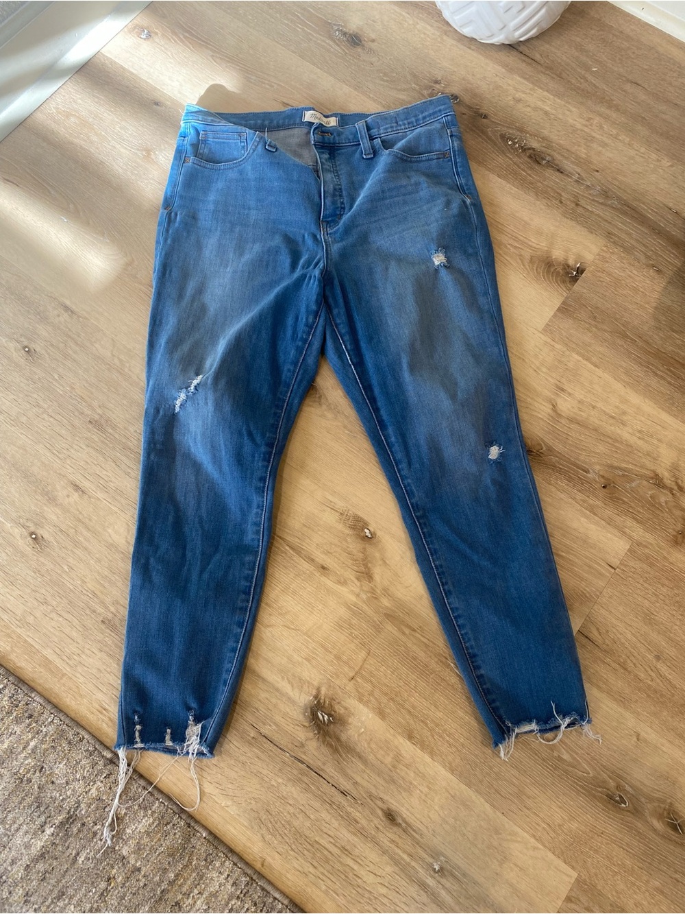 Madewell Blue Distressed Ankle Jeans